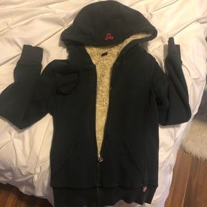 TNA Black Zip up Hoodie with fur